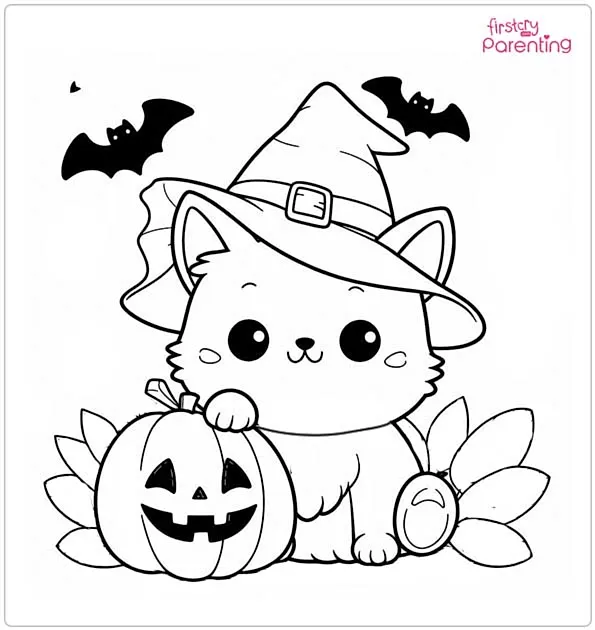 Halloween Cat Coloring Page