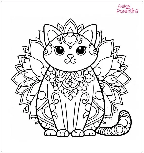 Cat Mandala Coloring Page