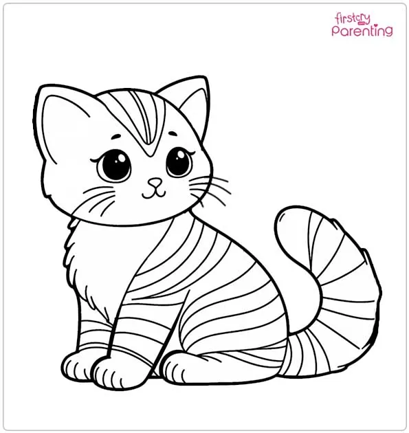 Striped Cat Coloring Page