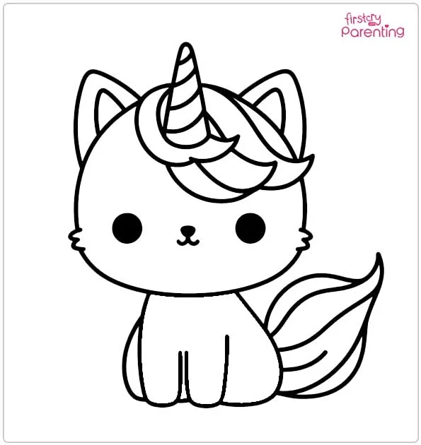 Unicorn Cat Coloring Page