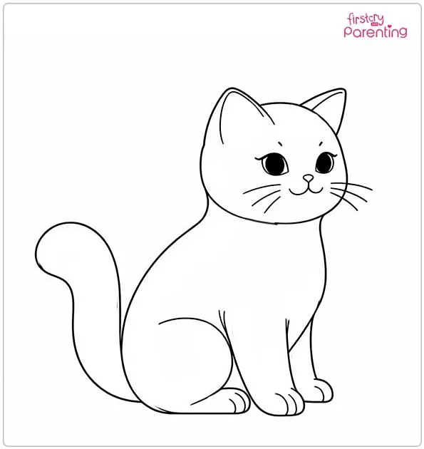 Realistic Cat Coloring Page