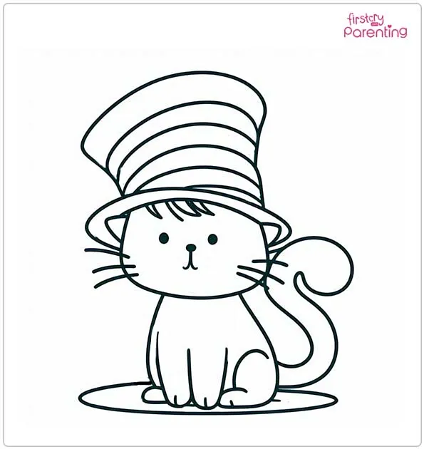 Cat in Cap Coloring Page