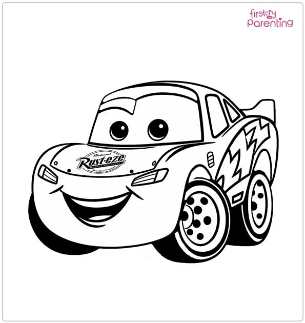 Happy Lightning McQueen Coloring Page