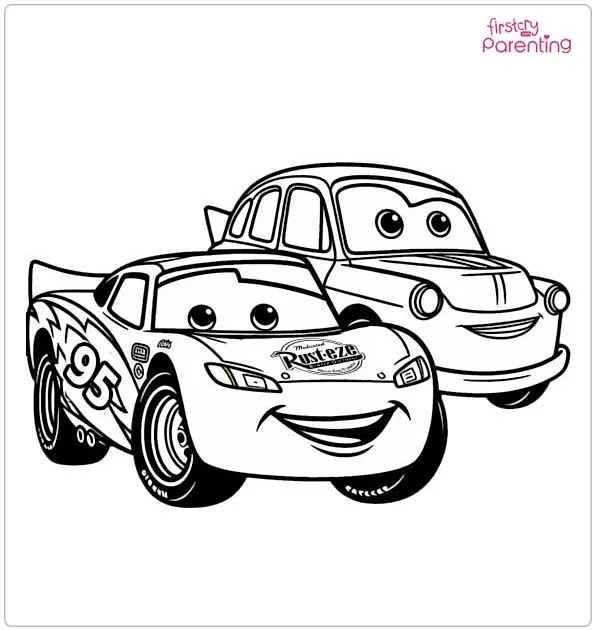 Lightning McQueen With Other Car Coloring Page