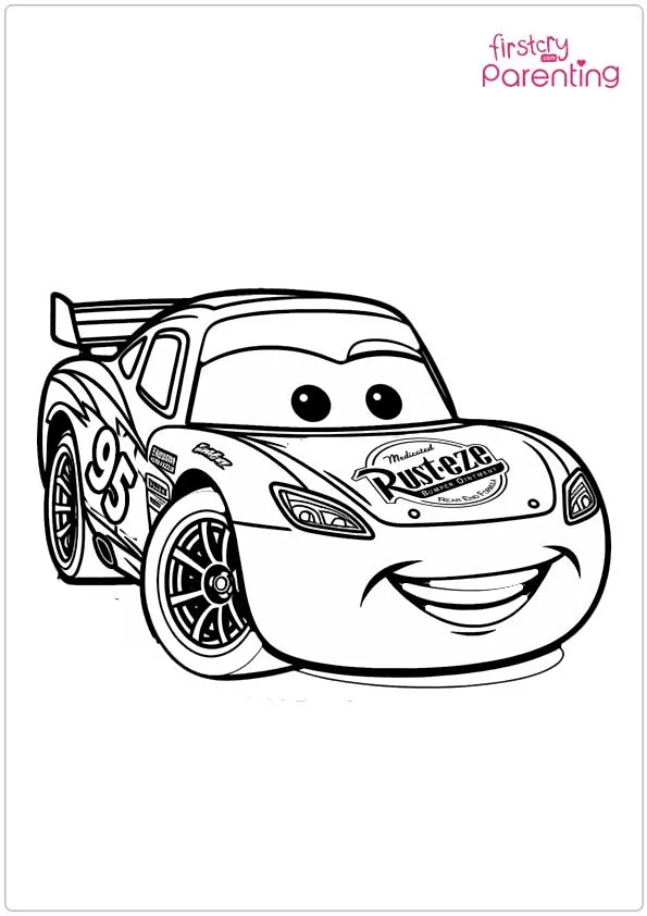 Smiling Lightning McQueen Coloring Page
