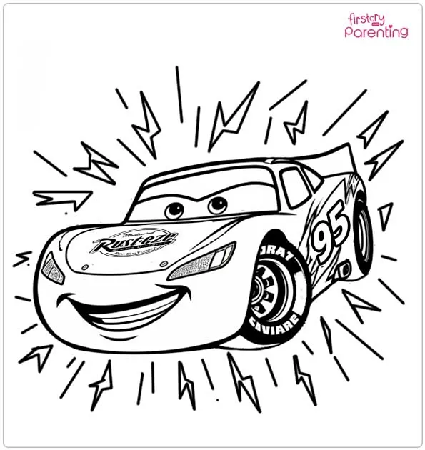 Lightning McQueen Tire Blast Coloring Page