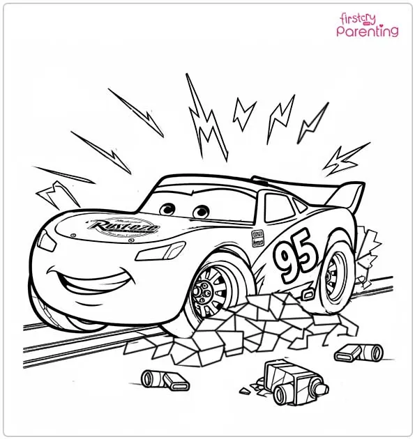 Lightning McQueen Breakdowns Coloring Page