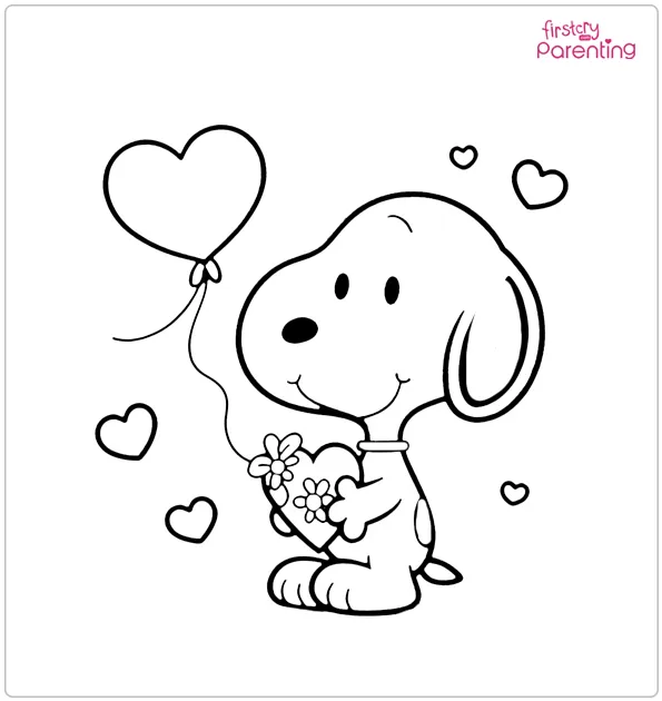 Snoopy Valentine Coloring Page
