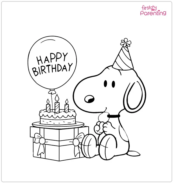 Snoopy Birthday Coloring Page