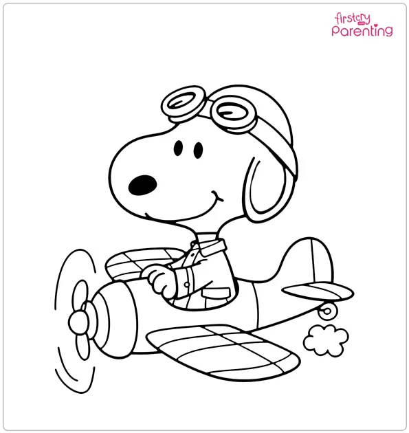 Snoopy Flying Ace Coloring Page