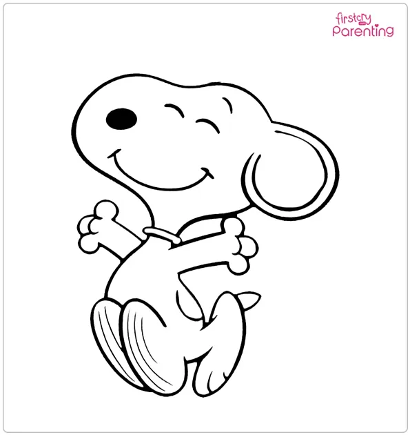 Snoopy Jumping Happily Coloring Page