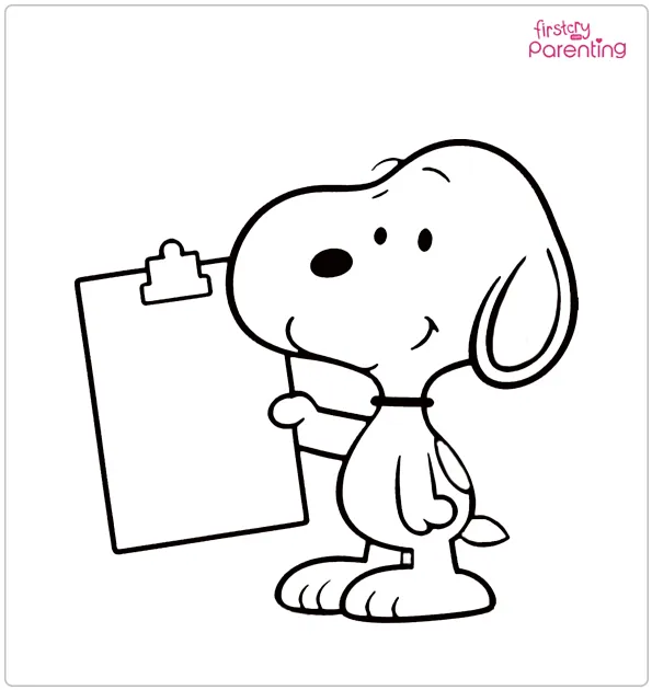 Snoopy Holds a Paper Coloring Page