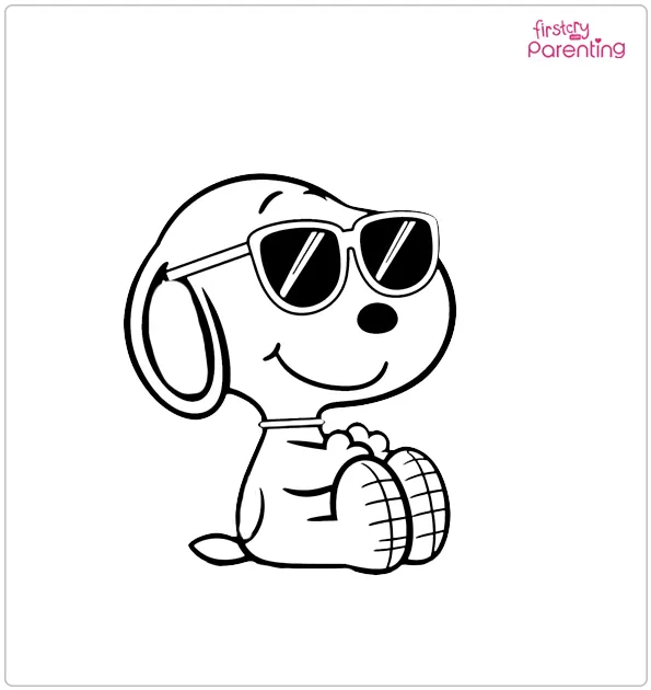 Snoopy with Sunglasses Coloring Page