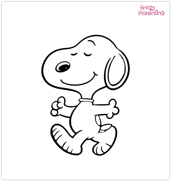 Snoopy Walking Happily Coloring Page