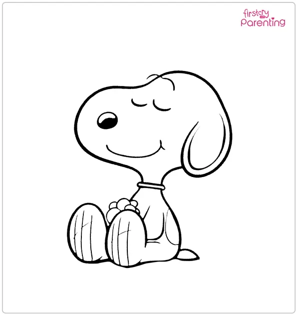 Snoopy Sits on the Ground Coloring Page