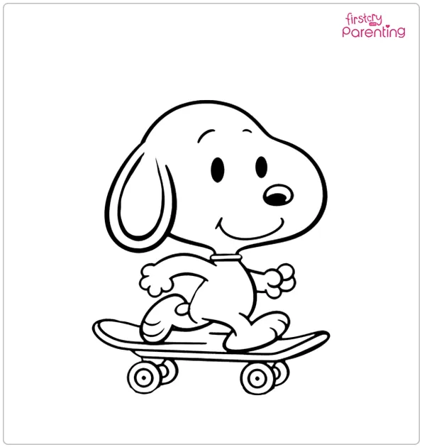 Snoopy Playing Skateboard Coloring Page