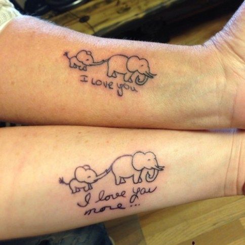 Mother Daughter Elephant Tattoos