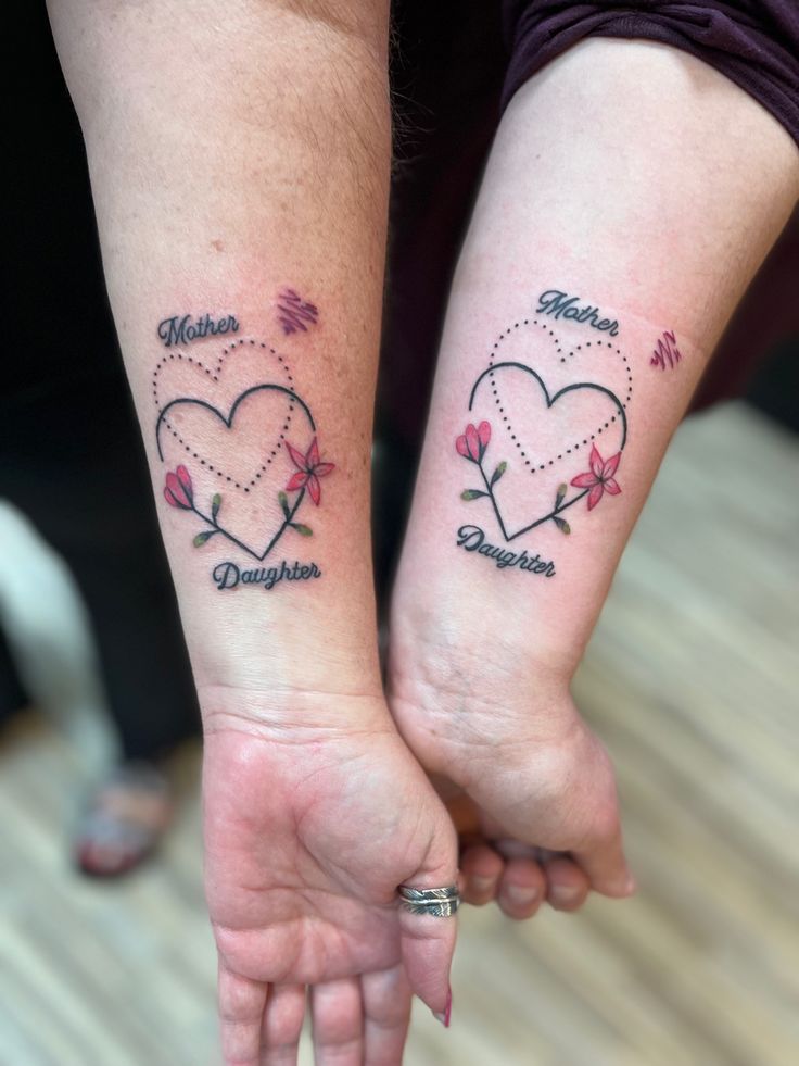 Mother Daughter Heart Tattoos
