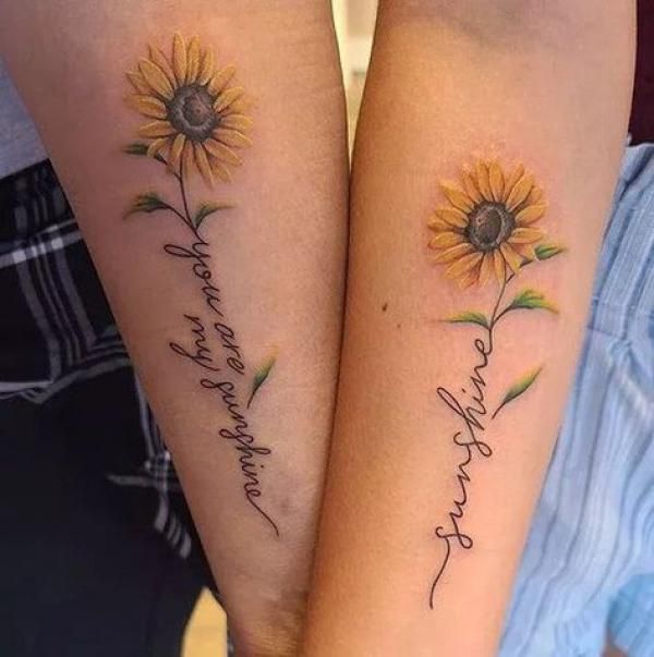 mother daughter Sunflower Tattoo