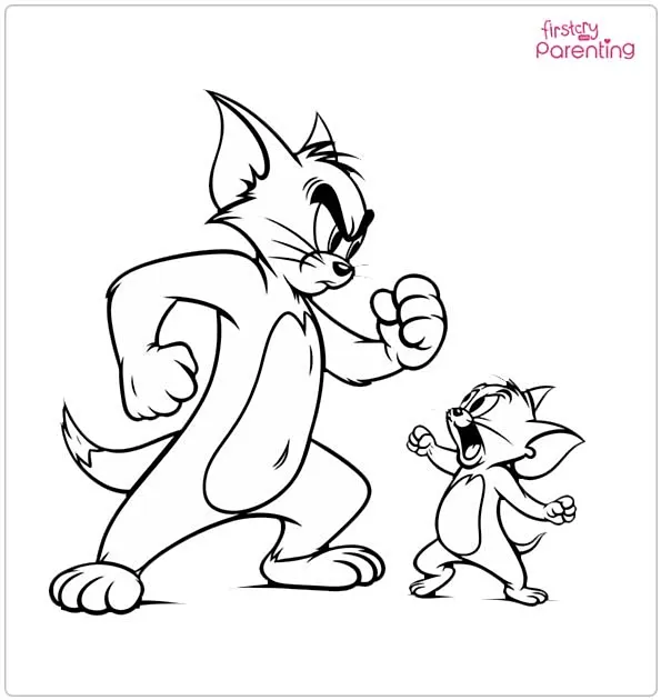 Tom and Jerry Fighting Coloring Page