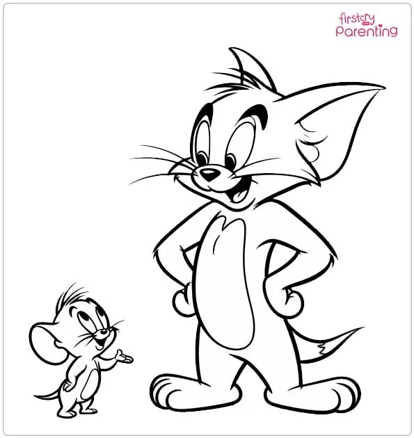 Funny Tom and Jerry Coloring Page