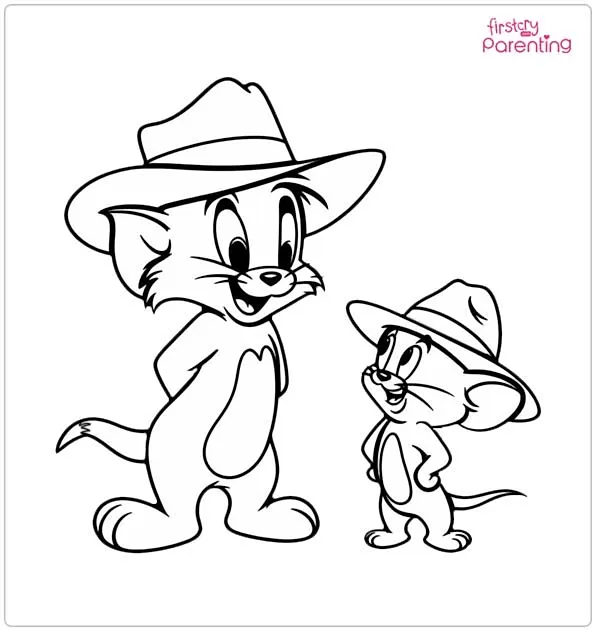 Tom and Jerry in the Hat Coloring Page