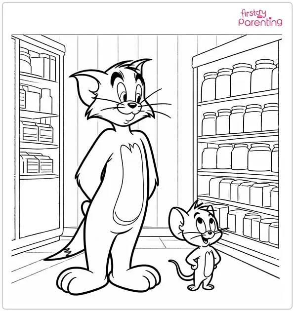 Tom and Jerry in the Store Coloring Page