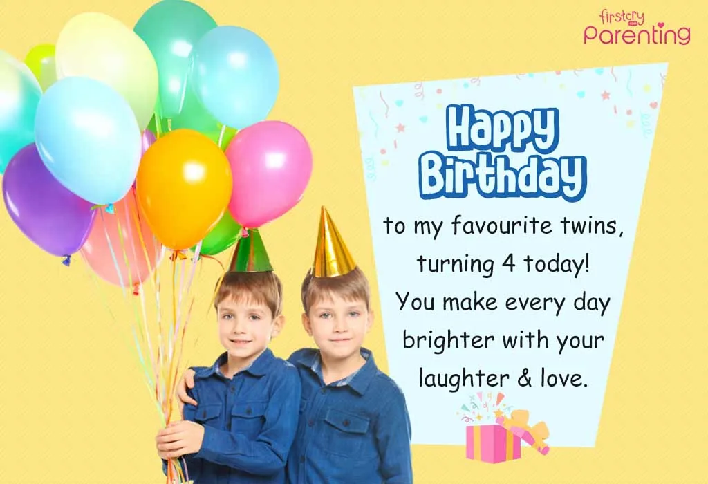 4th Birthday Wishes & Messages for Twins