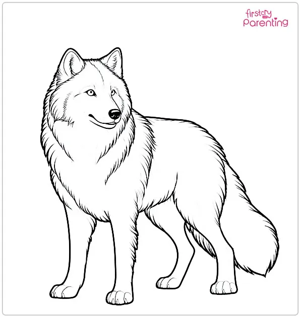 Realistic Wolf Coloring Page