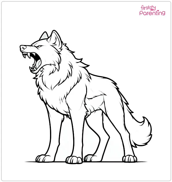 Snarling Wolf Coloring Page