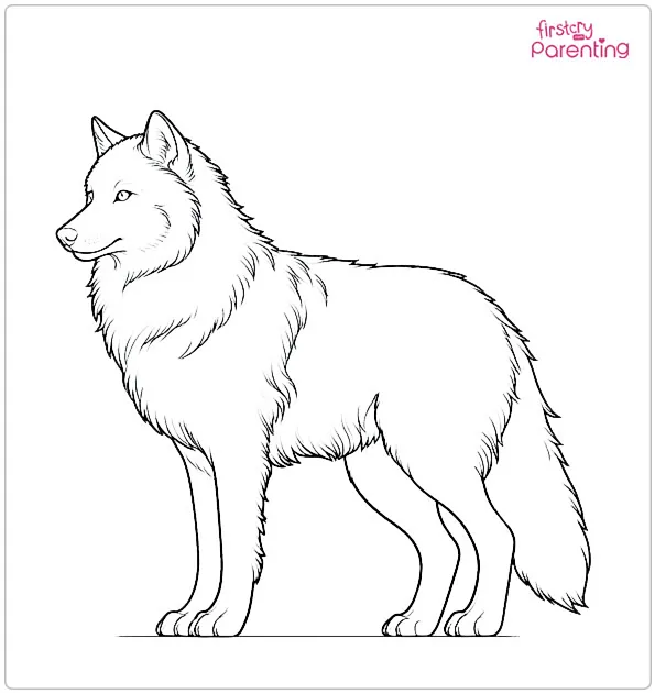 Standing Wolf Coloring Page