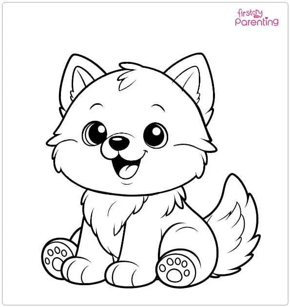 Happy Wolf Coloring Page
