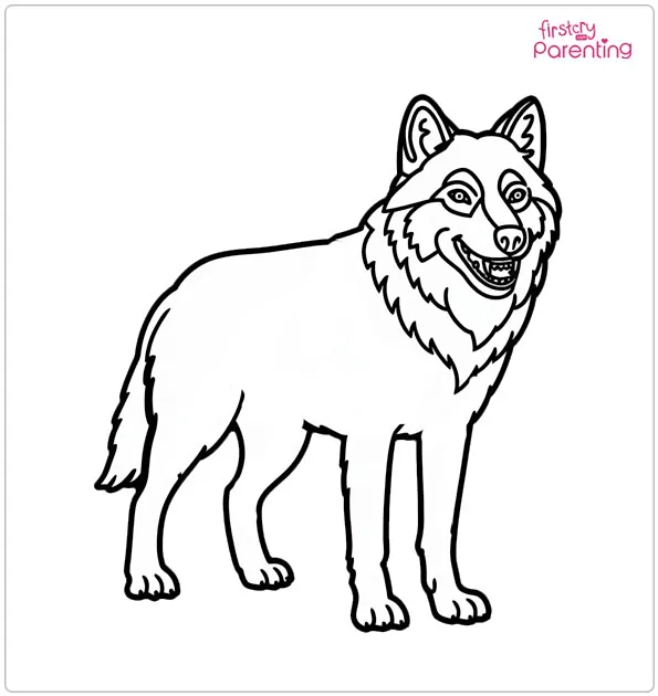 Smiling Wolf Coloring Page