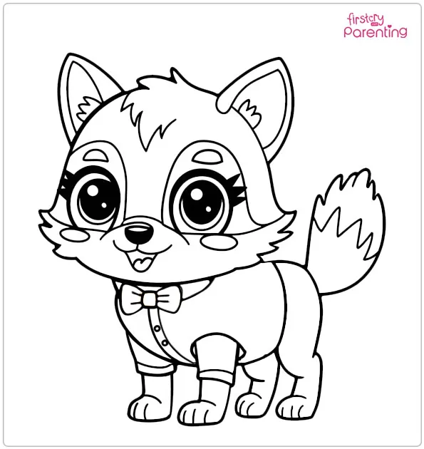 Kawaii Wolf Coloring Page