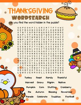Thanksgiving Word Search