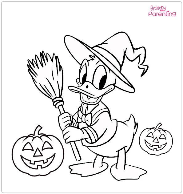 Donald Duck Halloween Coloring Page