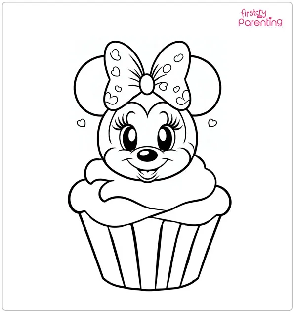 Halloween Minnie Mouse in the Cupcake Costume Coloring Page