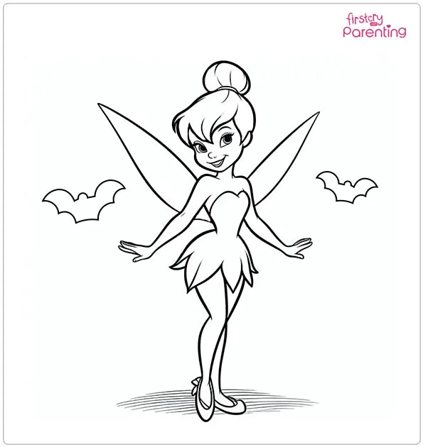 Tinkerbell Fairy As a Vampire Coloring Page