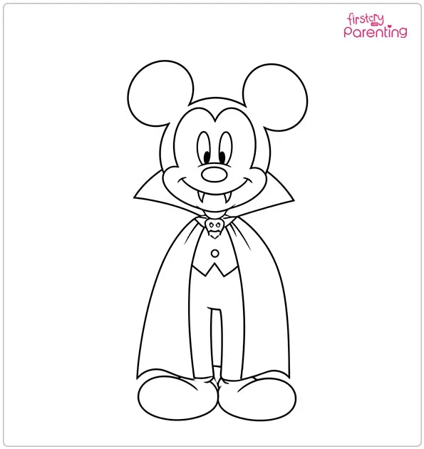 Mickey Halloween Vampire Coloring Page