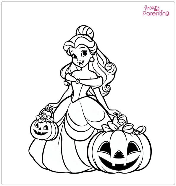 Belle’s Disney Halloween Coloring Page