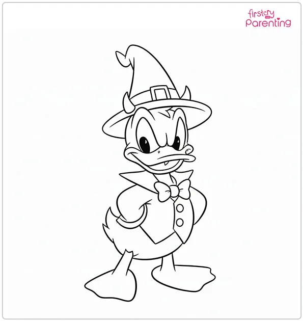 25 Disney Halloween Coloring Pages - Devil Duck Costume Disney Halloween Coloring Pages.webp