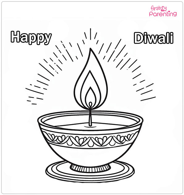 Diwali Diya Coloring Page