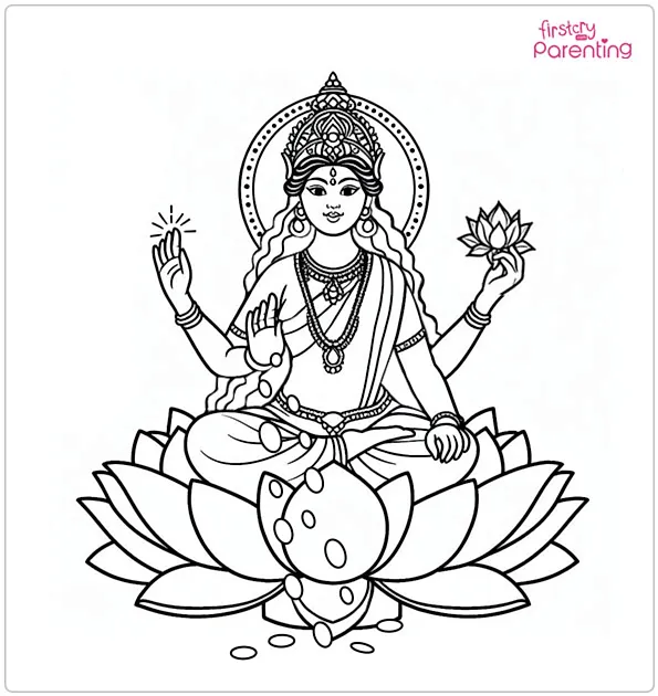 Goddess Lakshmi Coloring Page