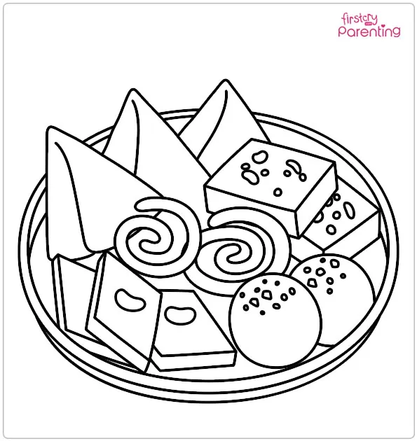 Diwali Sweets Coloring Page