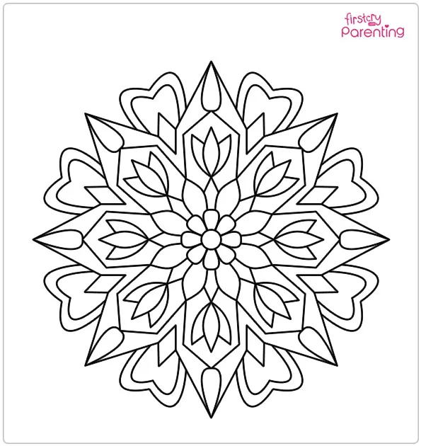 Floral Rangoli Coloring Page