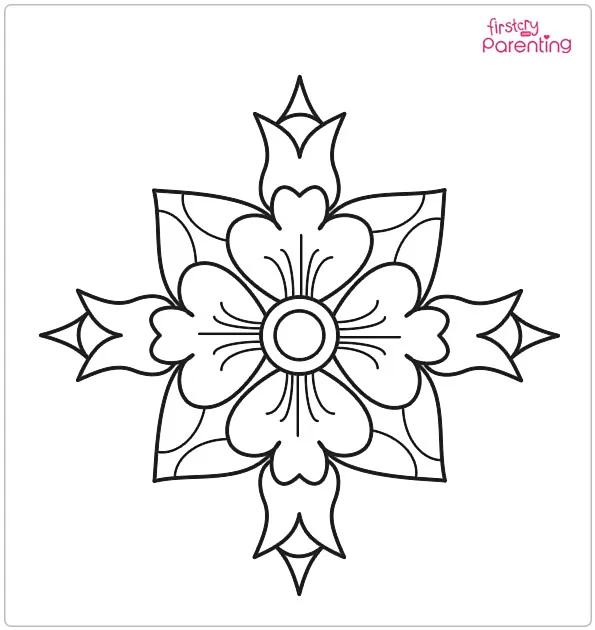 Alpana Rangoli Coloring Page