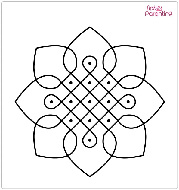 Dotted Rangoli Coloring Page