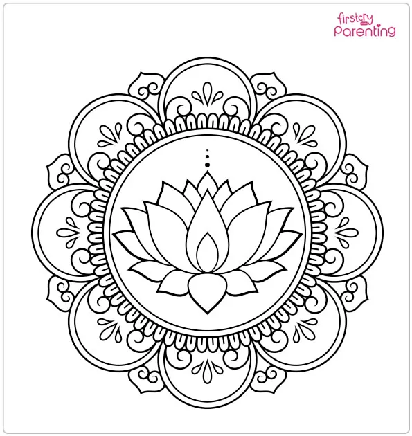 Lotus Rangoli Coloring Page