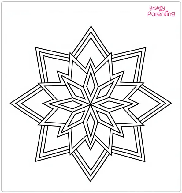 Simple Star Rangoli Coloring Page