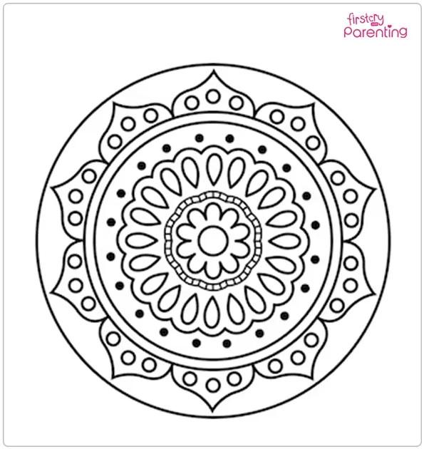 Circular Rangoli Coloring Page